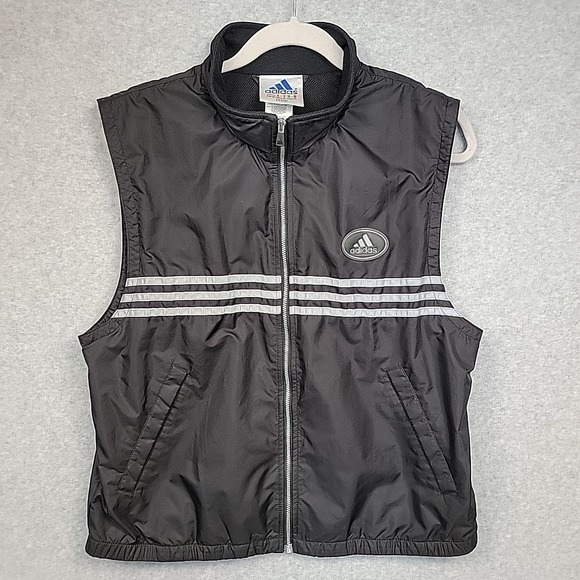 ADIDAS Vest Gilet Womens Sz M Warmer Y2k Black Reflective Vintage Golf Running - Picture 2 of 12